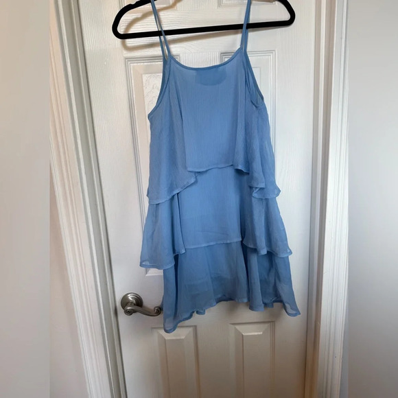 Mango Chiffon Sky Blue Swing Dress Sexy Ethereal Romantic size 4 - Picture 8 of 9